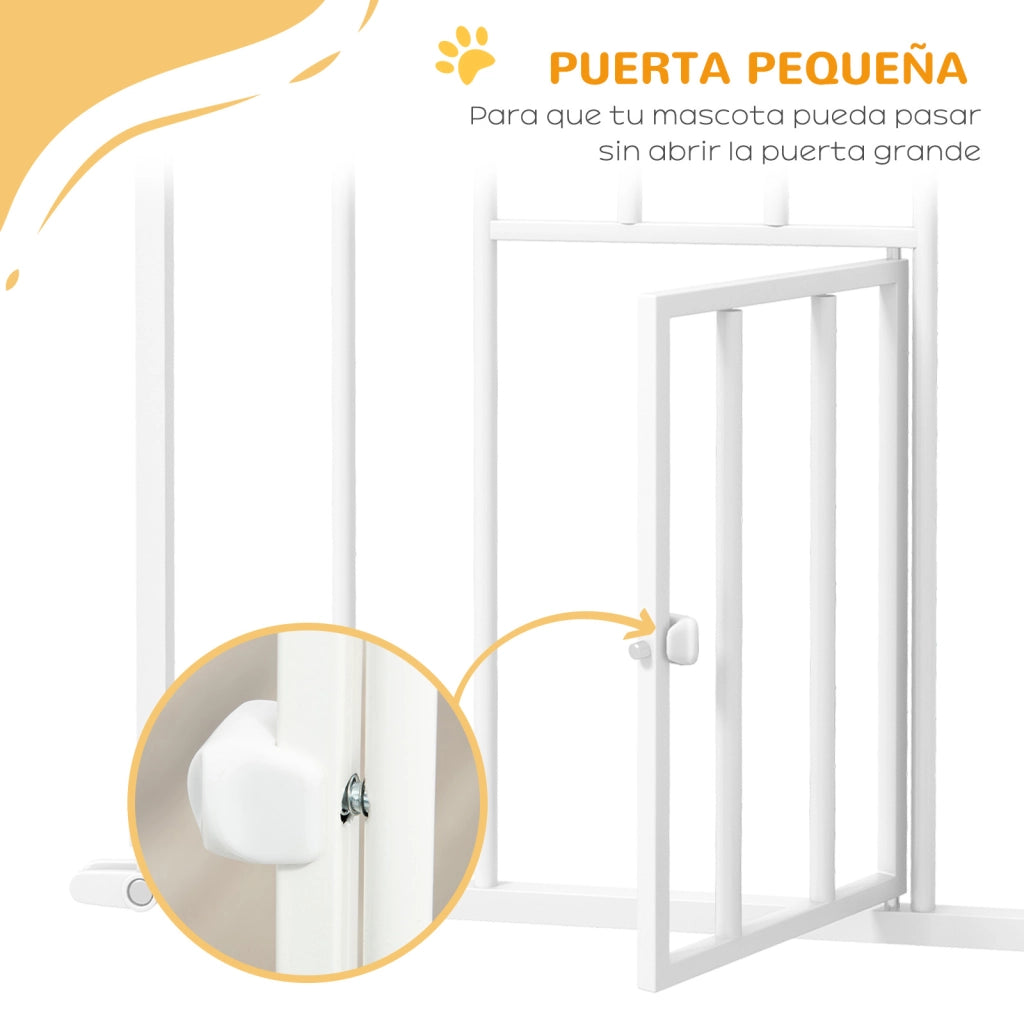 Cancelletto di Sicurezza Estensibile con Porta Chiusura Automatica e Doppio Blocco ¨C Xylo ¨C 74-101x104,1 cm Bianco