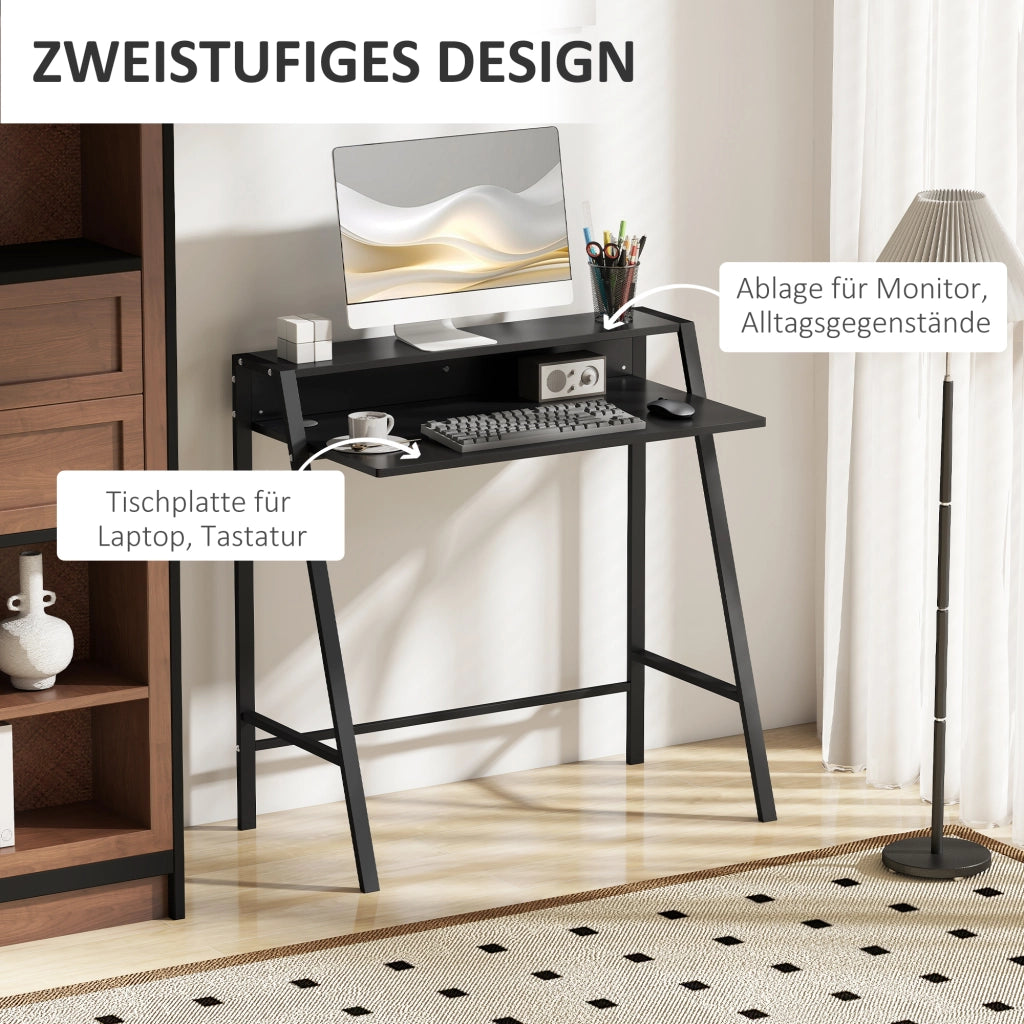 Scrivania per Computer con Cassetti e Gestione Cavi ¨C Minimal ¨C 84x45x85 cm, Nero