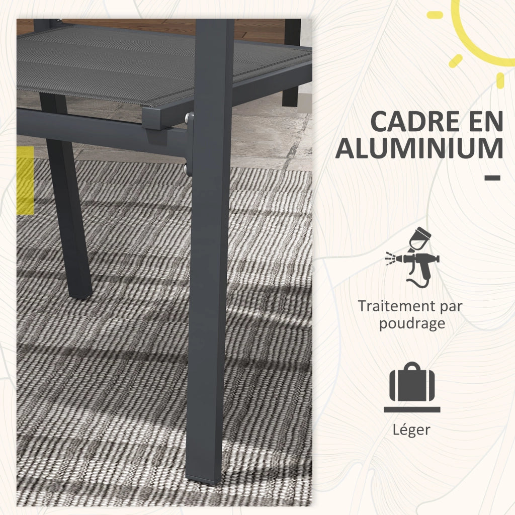 Sedia da giardino impilabile con braccioli ¨C zephmum ¨C Alluminio e textilene, set 4 pezzi, grigio