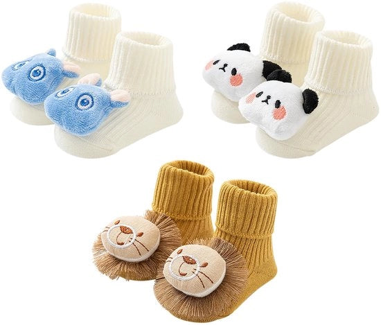 Set di calze per bambini 0-6 mesi - 3 paia - accessori per neonati - regalo di compleanno - calze di cotone morbide - protezione dal freddo