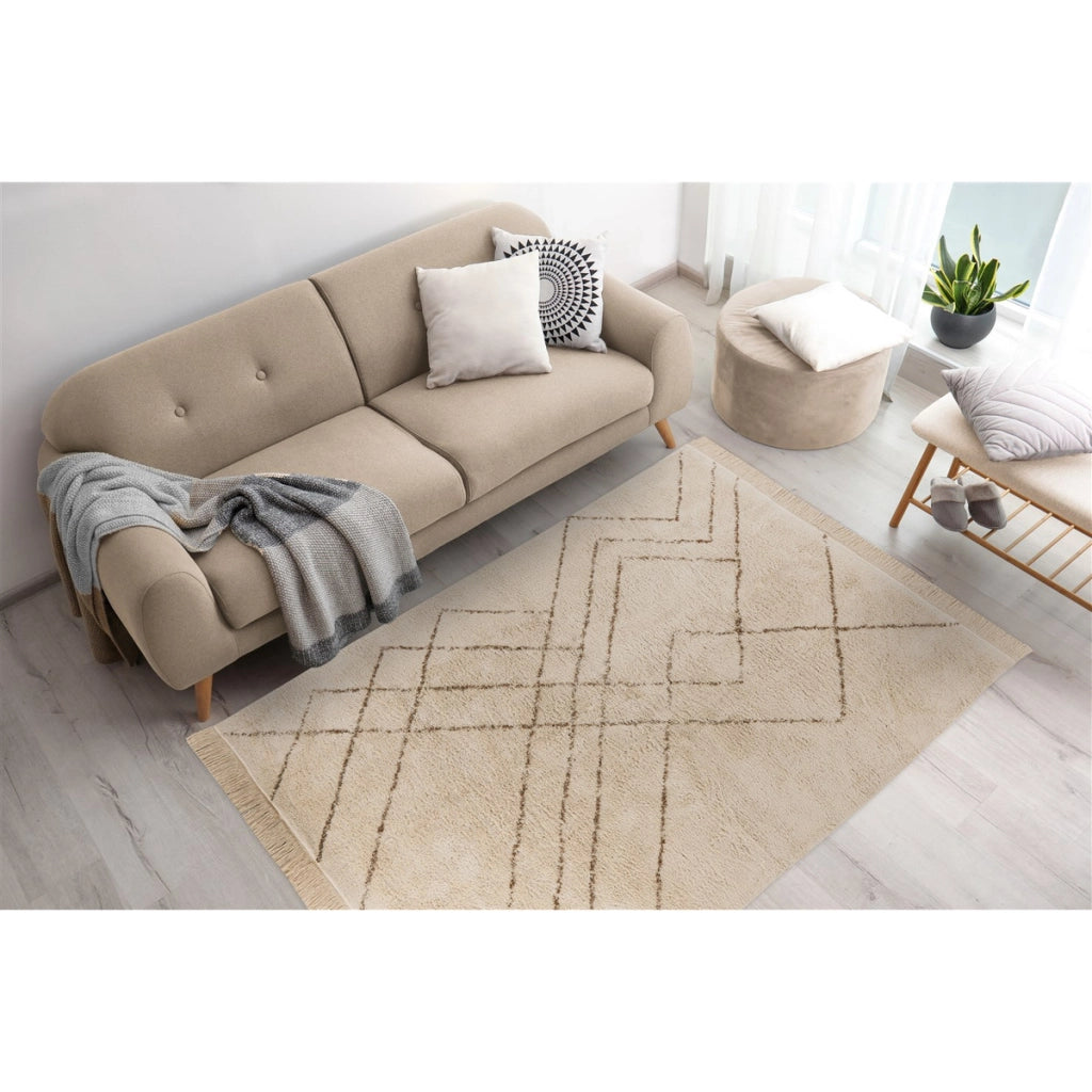 Tappeto Mylen 400 in Cotone Crema e Marrone