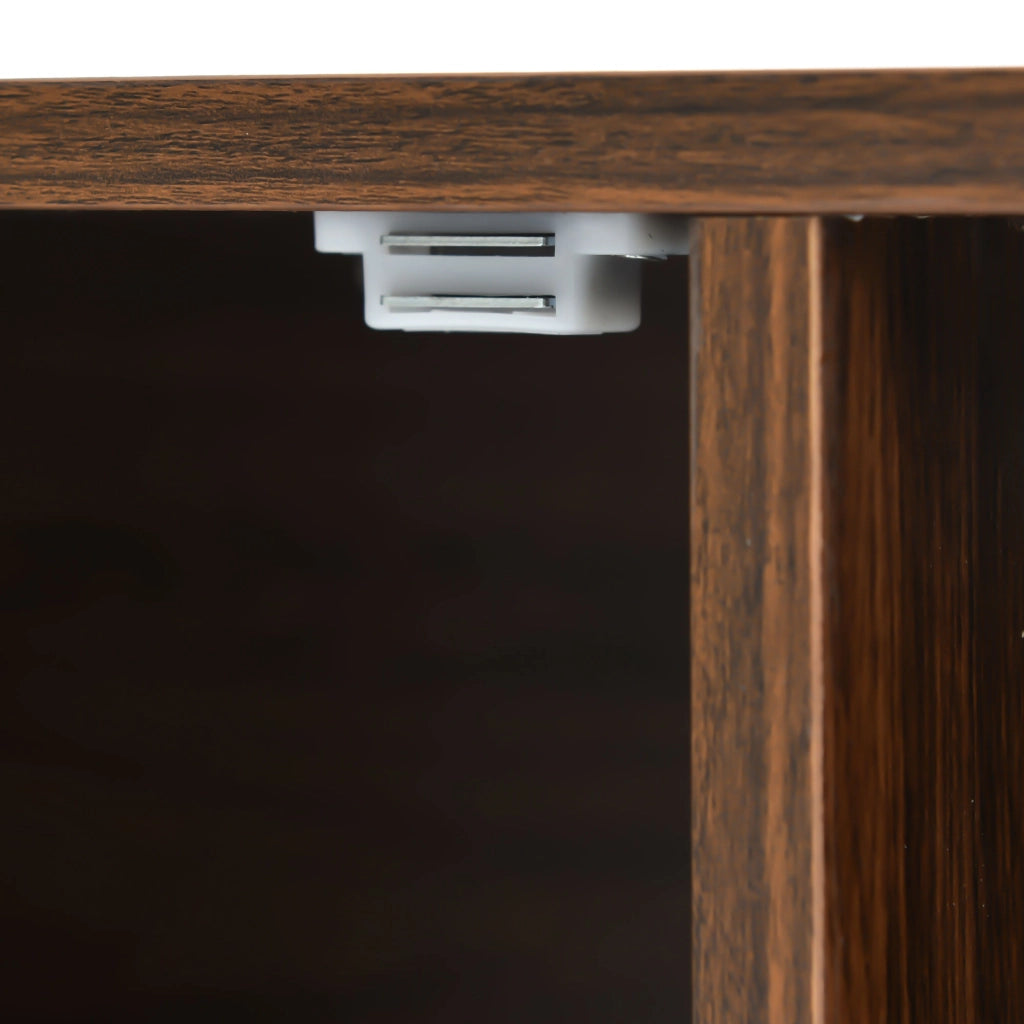 Mobile TV con ante in impiallacciato legno massello - Zephmum - 2 ante, 2 scomparti, maniglie dorate, gambe in ferro