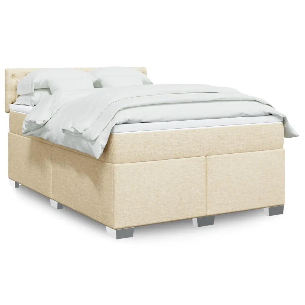 Giroletto a Molle con Materasso Crema 140x200 cm in Tessuto