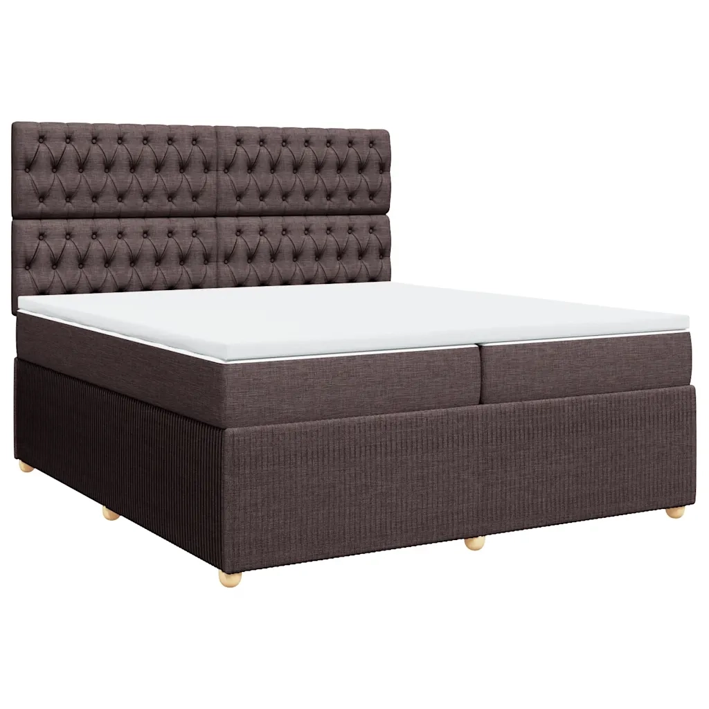 Giroletto a Molle con Materasso Marrone Scuro 200x200cm Tessuto 3292173
