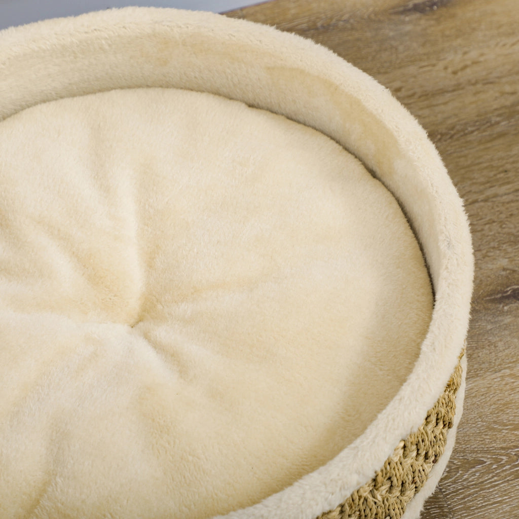 Cuccia per cani rotonda con piedini cuscino integrato beige ¨C Xylo ¨C ? 48 x 24,5H cm