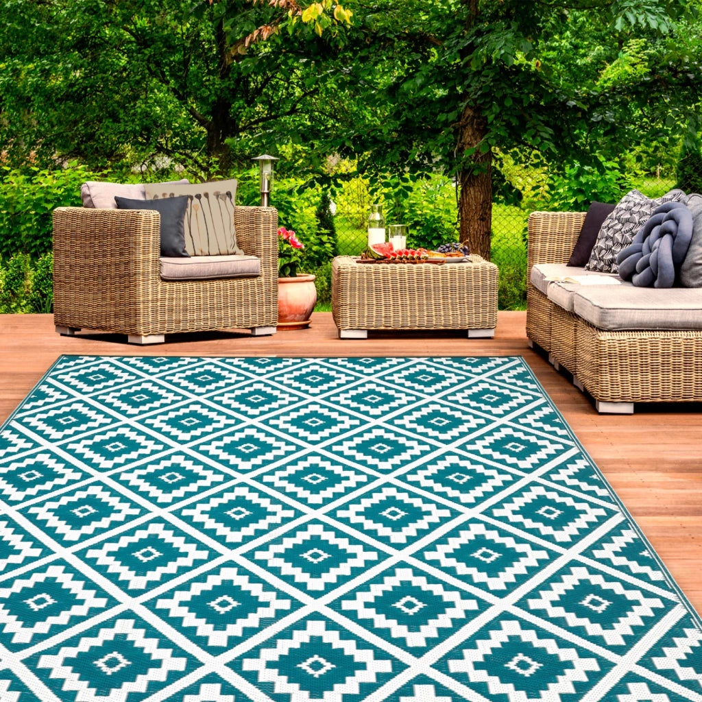 IDMarket - Tappeto per esterni BAHAMAS blu anatra 180 x 280 CM