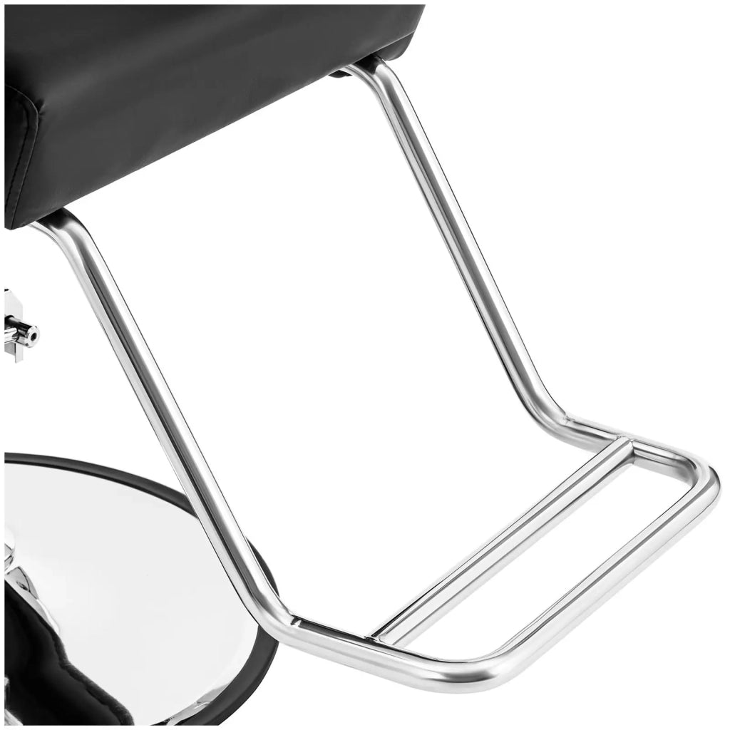 Poltrona professionale per parrucchiere con poggiapiedi portata 200 kg acciaio inox PVC nero 14_0008944