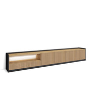 Mobile TV Soggiorno, 310x50x37 cm, Per TV fino a 80", Led, Rovere e nero