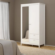 Guardaroba 2 ante Lagertha, Mobile camera da letto, Cabina armadio portabiti, Armadio appendiabiti, 102x58 h199 cm, Bianco