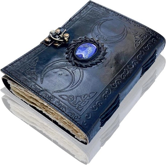 Diario di Note - 3 Luna Vintage Libretto da Scrittura - Nero - 18 x 13 cm