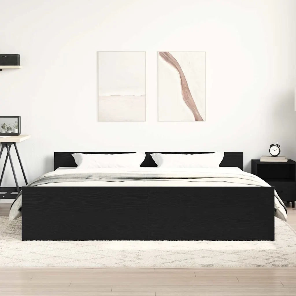 Letto matrimoniale | Letto per adulti | Struttura letto senza materasso in rovere nero 180x200 cm in legno composito