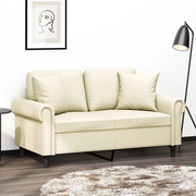 Divano a 2 Posti con Cuscini Crema 120 cm in Similpelle 3200926