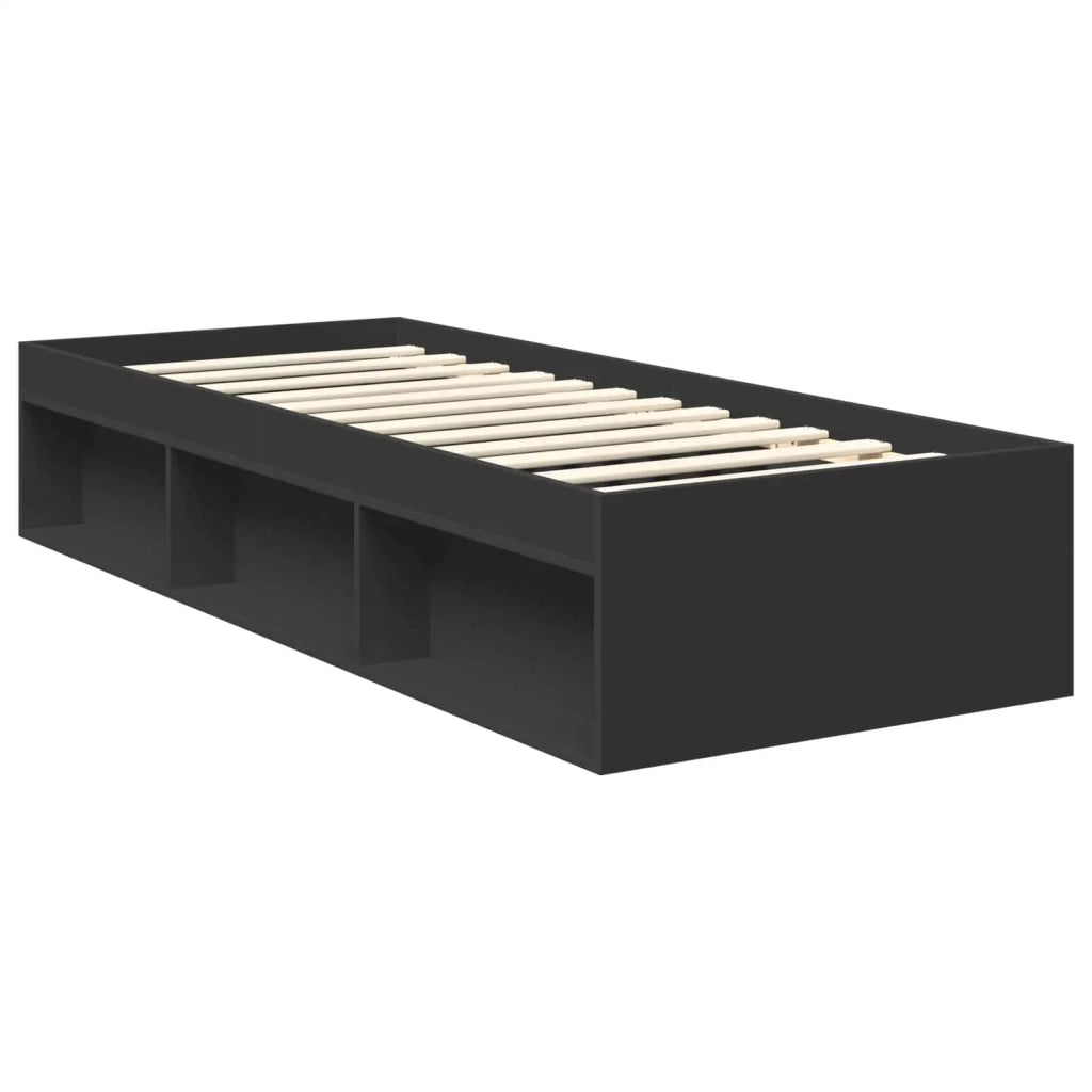 Struttura del letto con testiera Nero 75 x 190 cm Pino massello 3413372