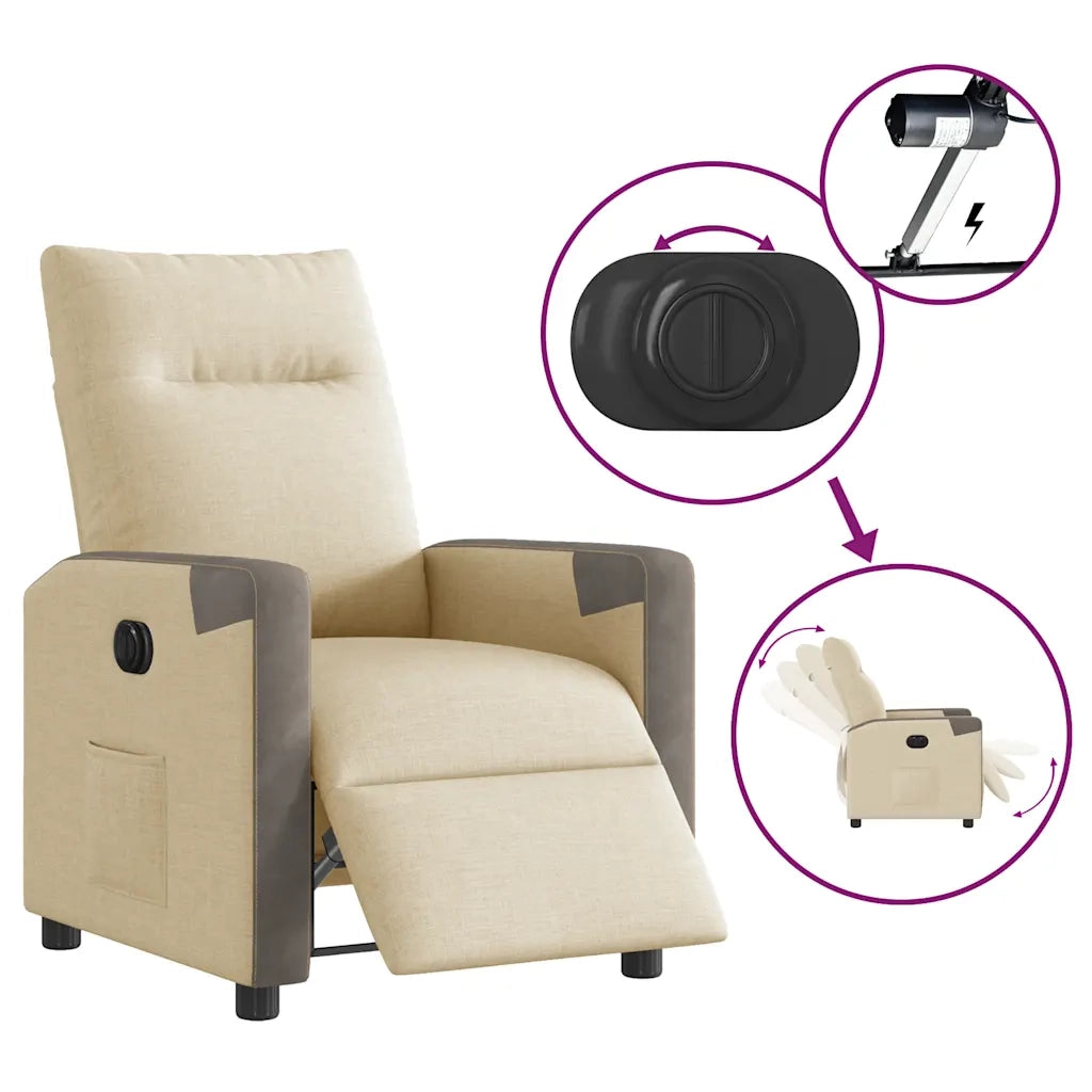 Poltrona Elettrica Reclinabile Crema in Tessuto 3324083