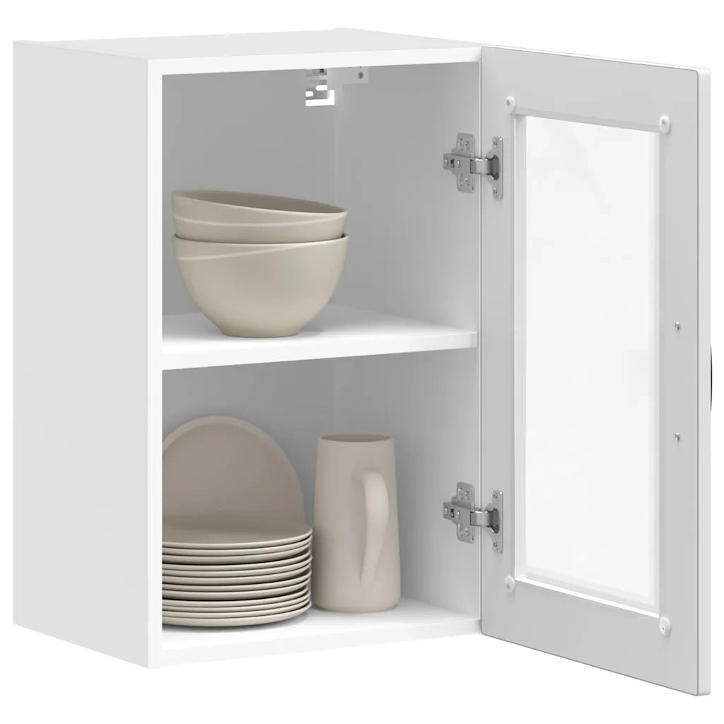 Pensile da Cucina con Porta in Vetro-Mobile Cucina da Parete Porto Bianco 760033