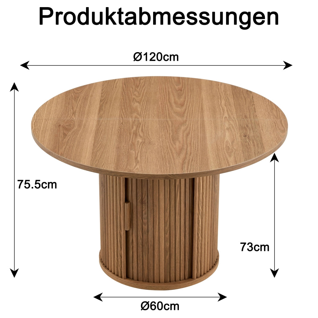 Tavolo da Pranzo Rotondo 120 cm per 4-6 Persone ¨C Xylo ¨C Legno, Stile Country, Cucina