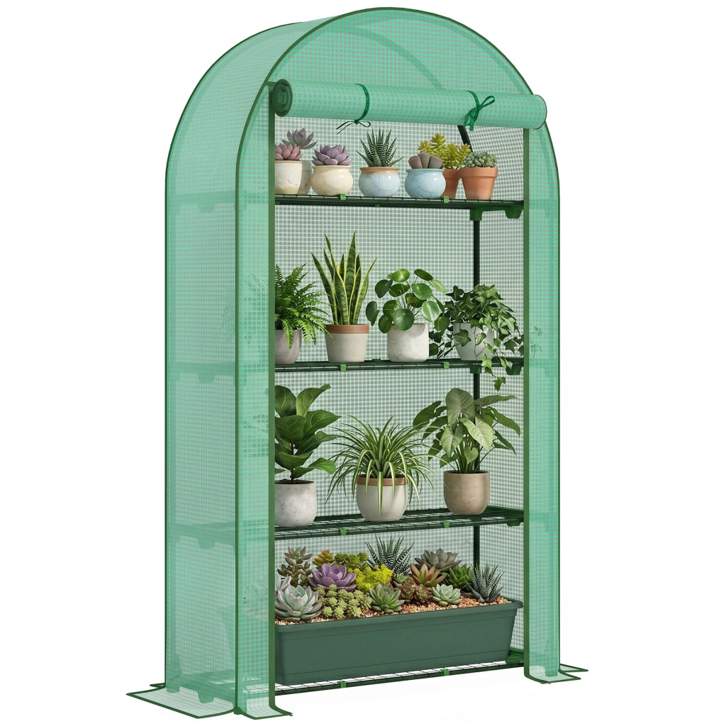 Serra da Giardino con 4 Ripiani ¨C Xylo ¨C Struttura Acciaio e Copertura PE Verde 105x45x160 cm