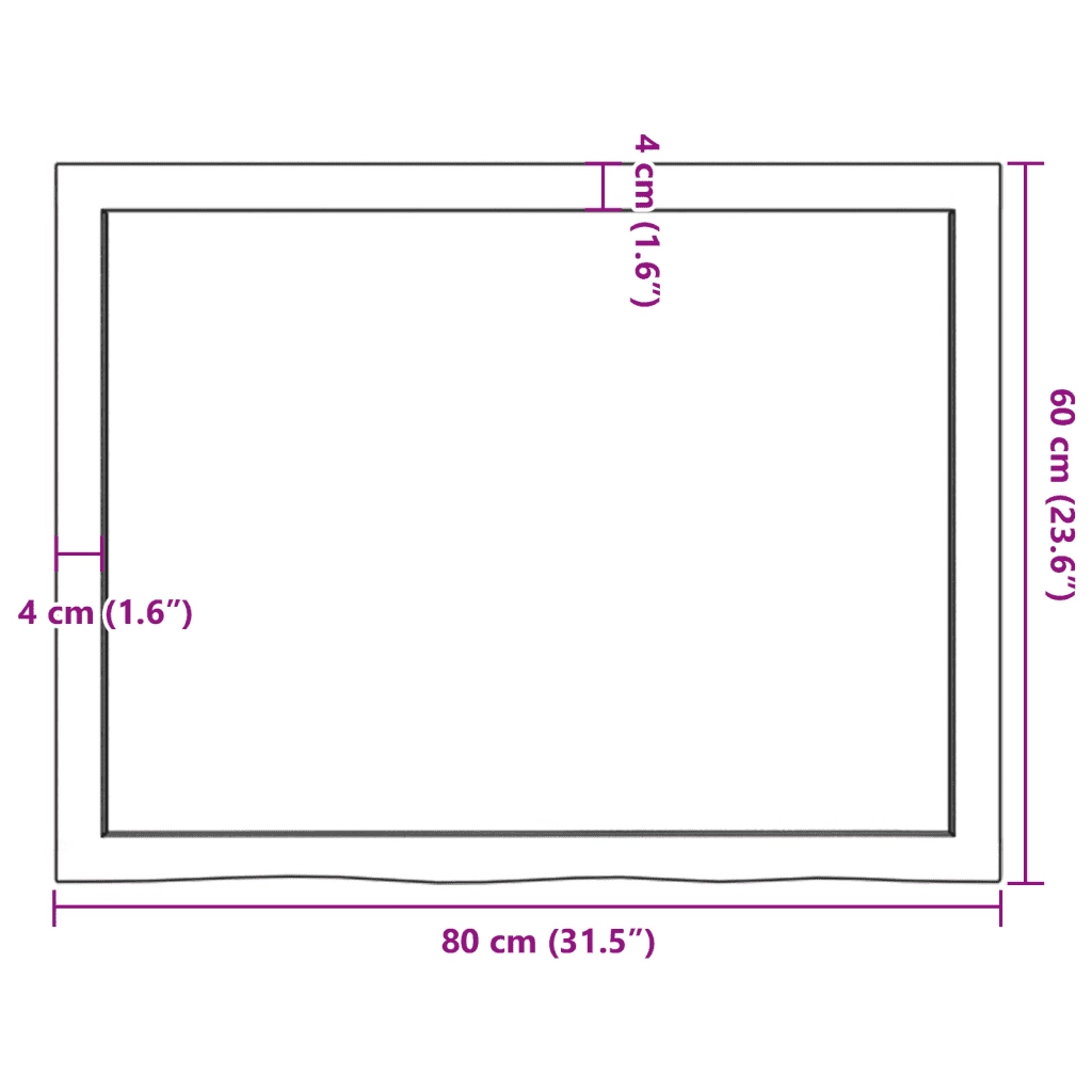 Piano per Tavolo 80x60x(2-6) cm in Rovere Massello Non Trattato 3156298