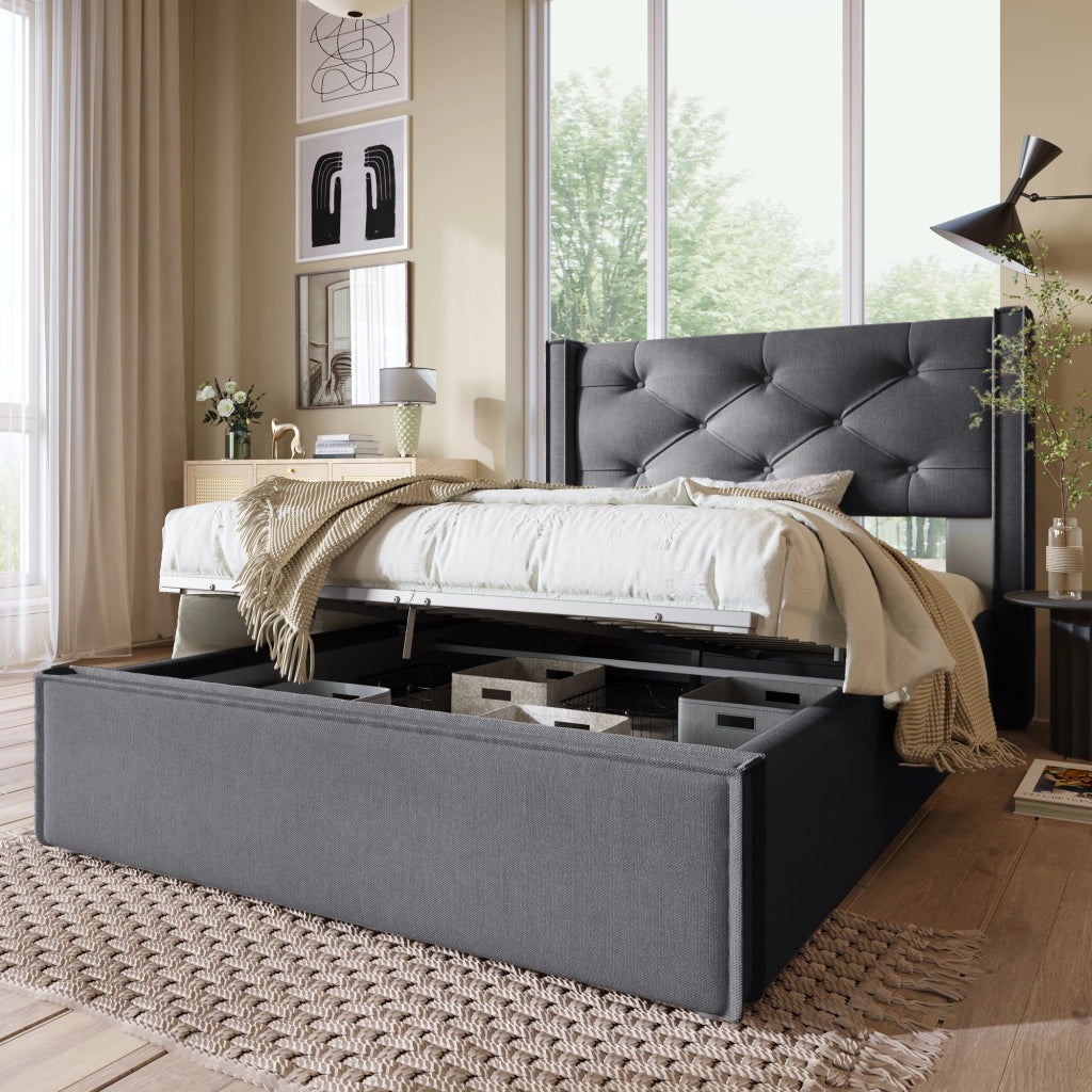 letto imbottito cotone grigio 90 x 200 cm