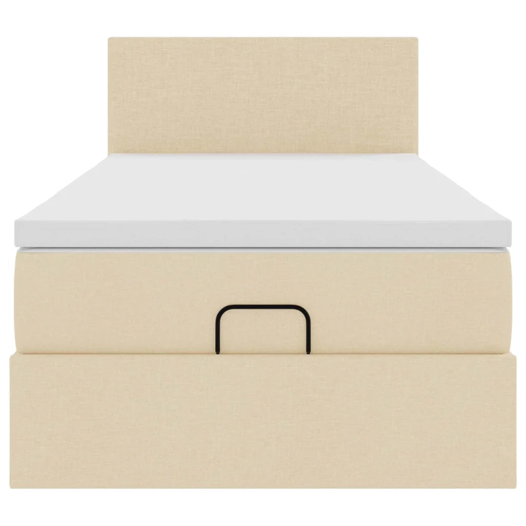 Pouf Letto con Materasso e LED Crema 90x200 cm in Tessuto 3312199