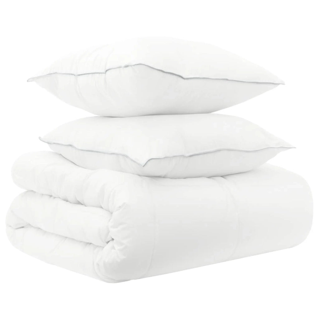 Set di Piumoni 3 pz 240 x 220 cm Tutte le stagioni Bambù Bianco 3432983