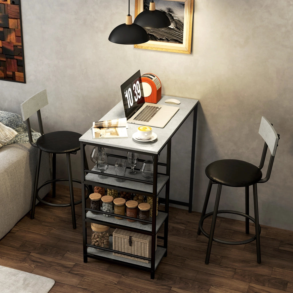 Tavolo da bar con sgabelli e scaffali ¨C zephmum ¨C grigio e nero