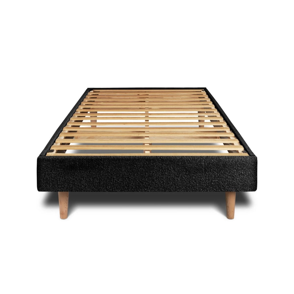 Letto 90x200 cm con testata imbottita - tessuto bouclé