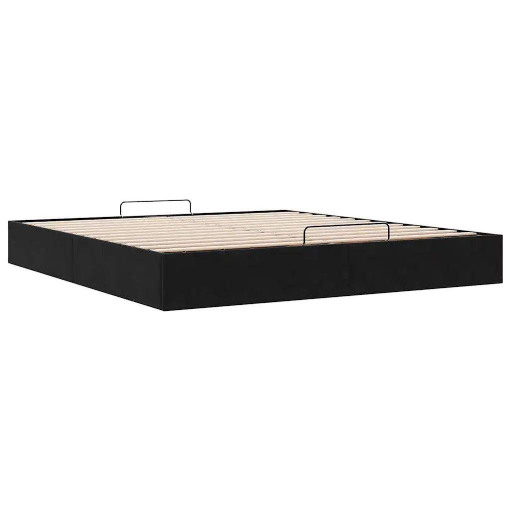 Struttura Letto Pouf senza Materasso Nero 160x200 cm in Velluto 3310975