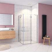 100x100x190 cm Box Doccia Angolare Porte Battenti in Vetro 8 mm Temperato Trasparente Anticalcare Ante con Barre Stabilizzatrici