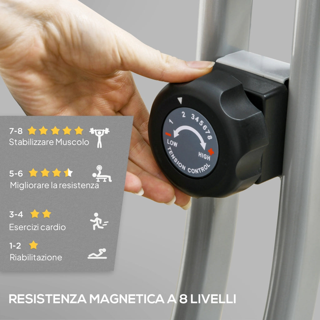 Cyclette Pieghevole Magnetica con Display LCD ¨C Minimal ¨C Grigio e Nero