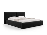 Cosmopolitan Design - Letto a cassettone con testiera doppia "Arendal" 160x200cm in velluto nero 
