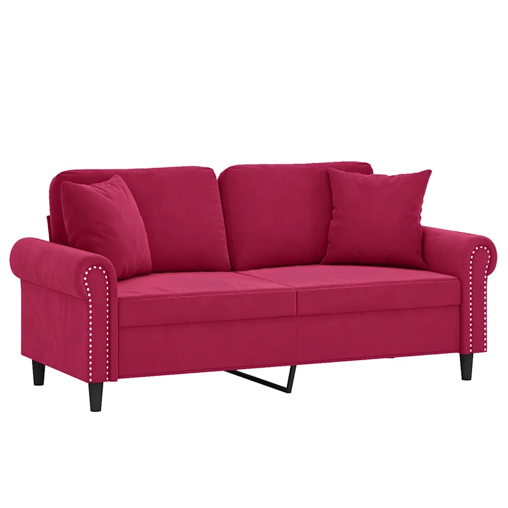 Divano a 2 Posti con Cuscini-Sofa 2 Posti con Cuscini Rosso Vino 140 cm in Velluto 321435
