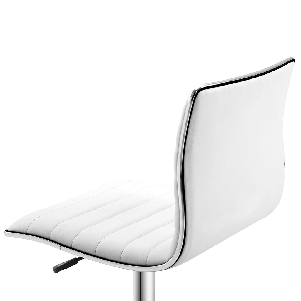 Sedia da ufficio senza braccioli, altezza regolabile 78-90 cm, sedia cosmetica con schienale, portata massima 120 kg, in pelle, bianca