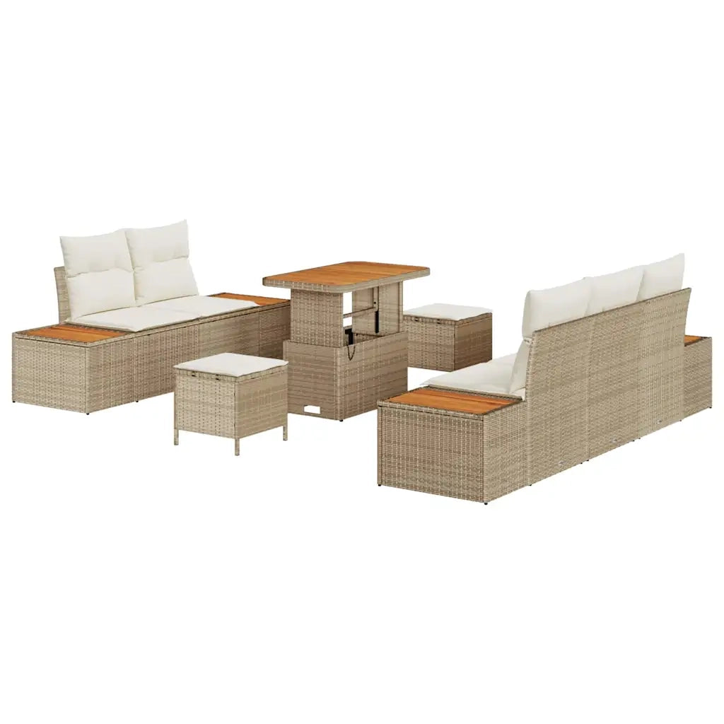Set Divano da Giardino con cuscino 8 pcs Beige e Crema