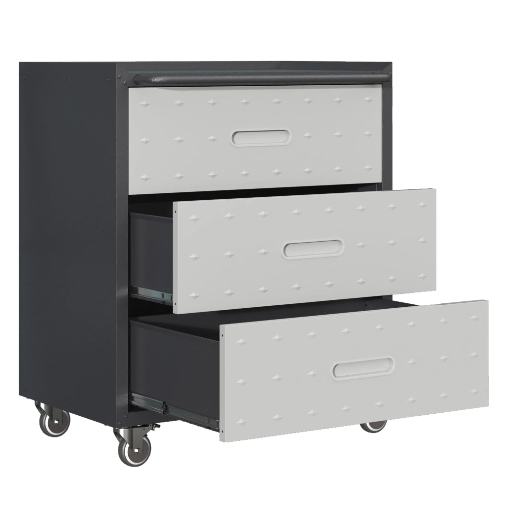 Cassettiera Mobile in Metallo con Ruote ¨C Minimal ¨C Nero/Grigio, 75x42x88 cm
