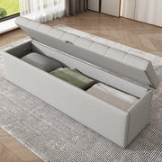 OKWISH Panca Contenitore in Lino, Panca Fondoletto con Vano Contenitore e Seduta Imbottita, Design Europeo, Grigio Chiaro