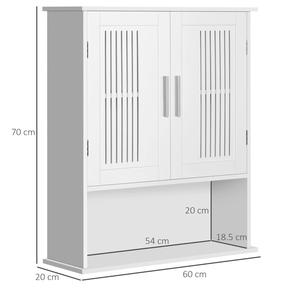 Mobiletto da Bagno a Muro 60x20x70 cm 2 Ante 1 Ripiano Bianco