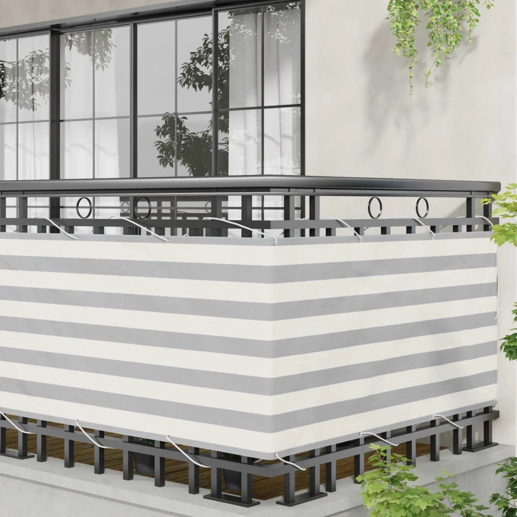 Schermo da balcone-Pannello per balcone Grigio chiaro e bianco 75 x 600 cm