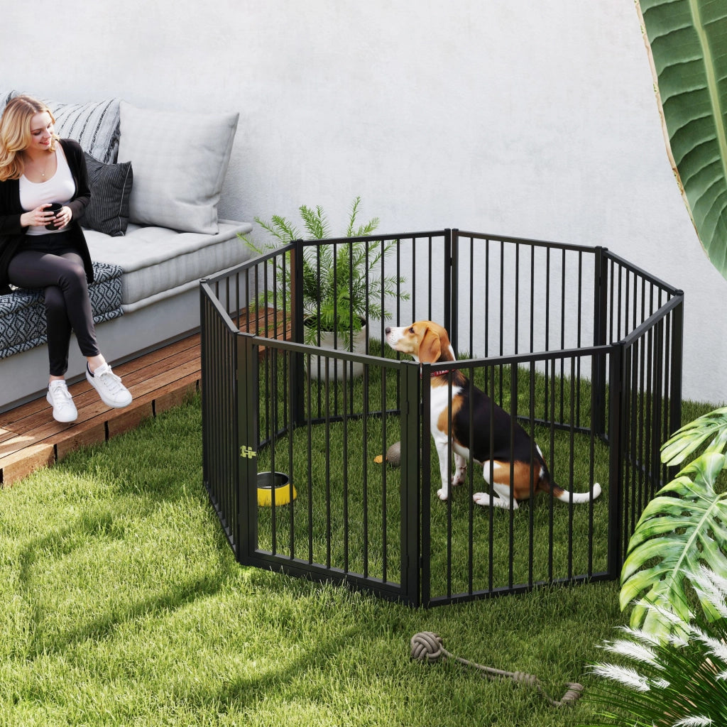 Recinto per Cani 8 Pannelli 60x76 cm ¨C zephmum ¨C Nero per Interno ed Esterno