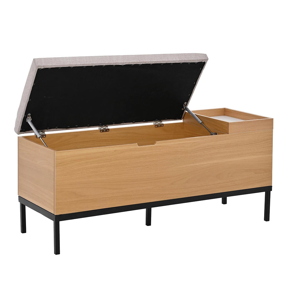 Panca Ingresso 115x49.5x40cm - Xylo - con Seduta e Contenitore, Colore Naturale