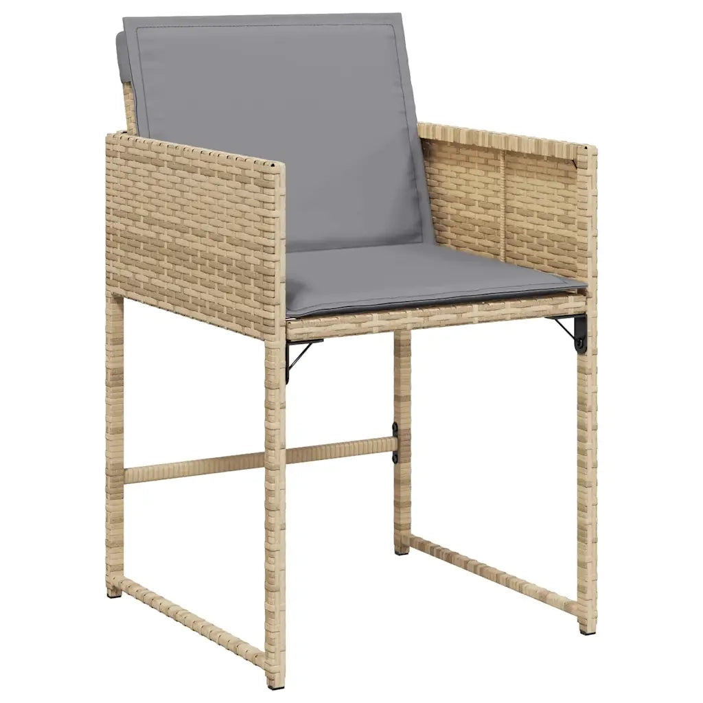 Set da Pranzo per Giardino con cuscino 5 pcs Beige polyrattan