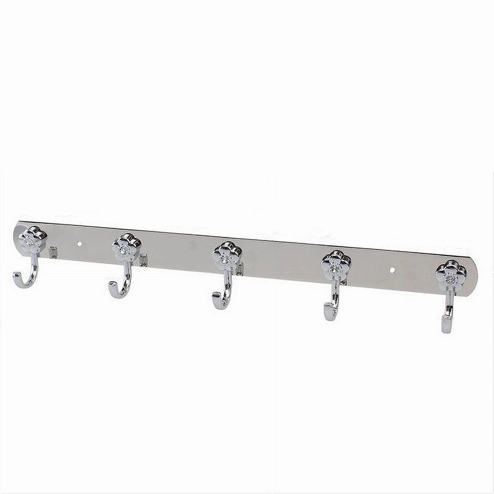 Trade Shop - Appendino Con 5 Ganci Fiori Parete Multiuso Acciaio Viti 45x7.5 Cm 52674 Appendi -