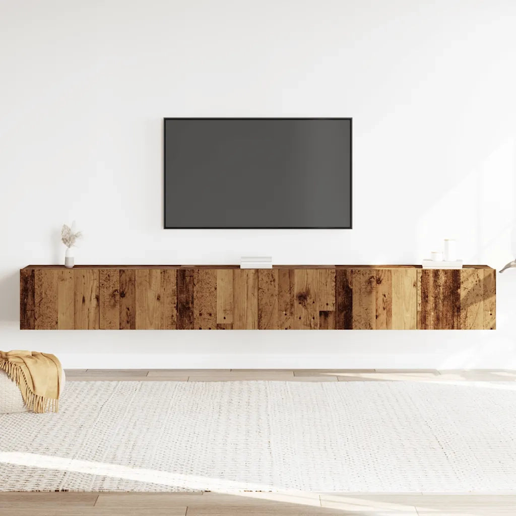 Set Mobile TV 3 pz | Armadietto TV | Mobile Porta TV Montato a Parete Legno Antico in Truciolato