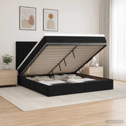Letto Ottomano con Materasso e LED Nero 140 x 200 cm Velluto 3458381