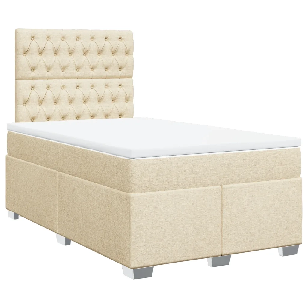 Giroletto a Molle con Materasso Crema 120x190 cm in Tessuto 3290439