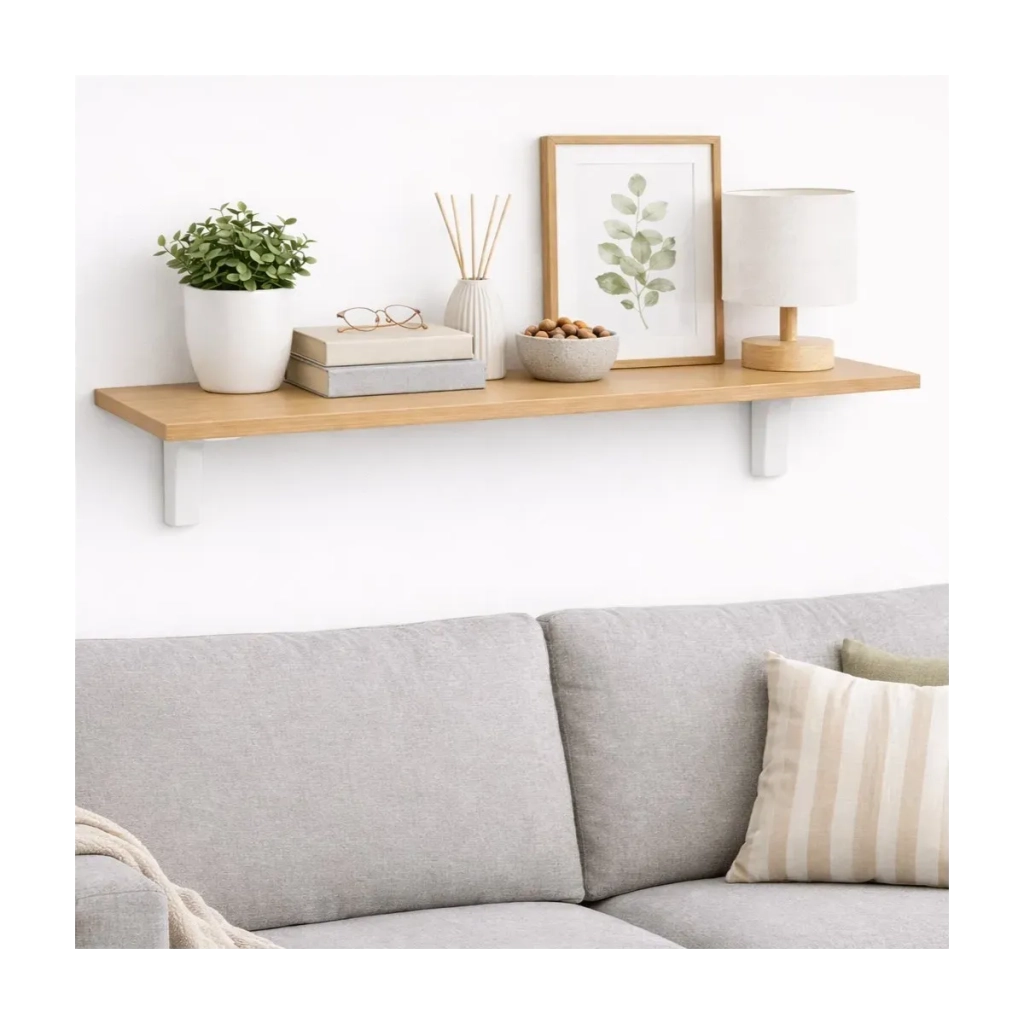 Mensola da Muro da appoggio in Legno nobilitato spessore 1,8 cm in colore Faggio 80x40 cm