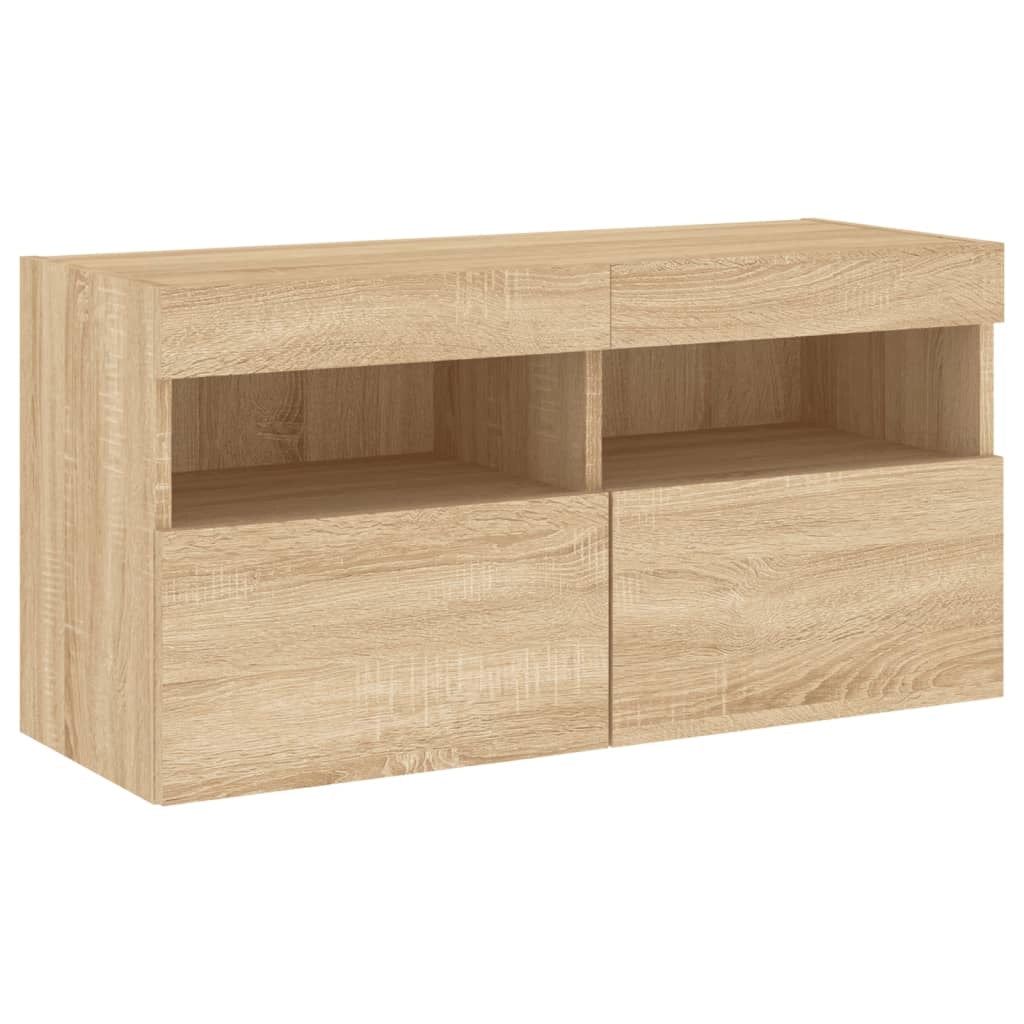 Mobile TV multimediale scaffale TV credenza mobile TV sala da pranzo soggiorno camera da letto a parete con luci LED rovere Sonoma 80 x 30 x 40 cm marrone 02_0028024