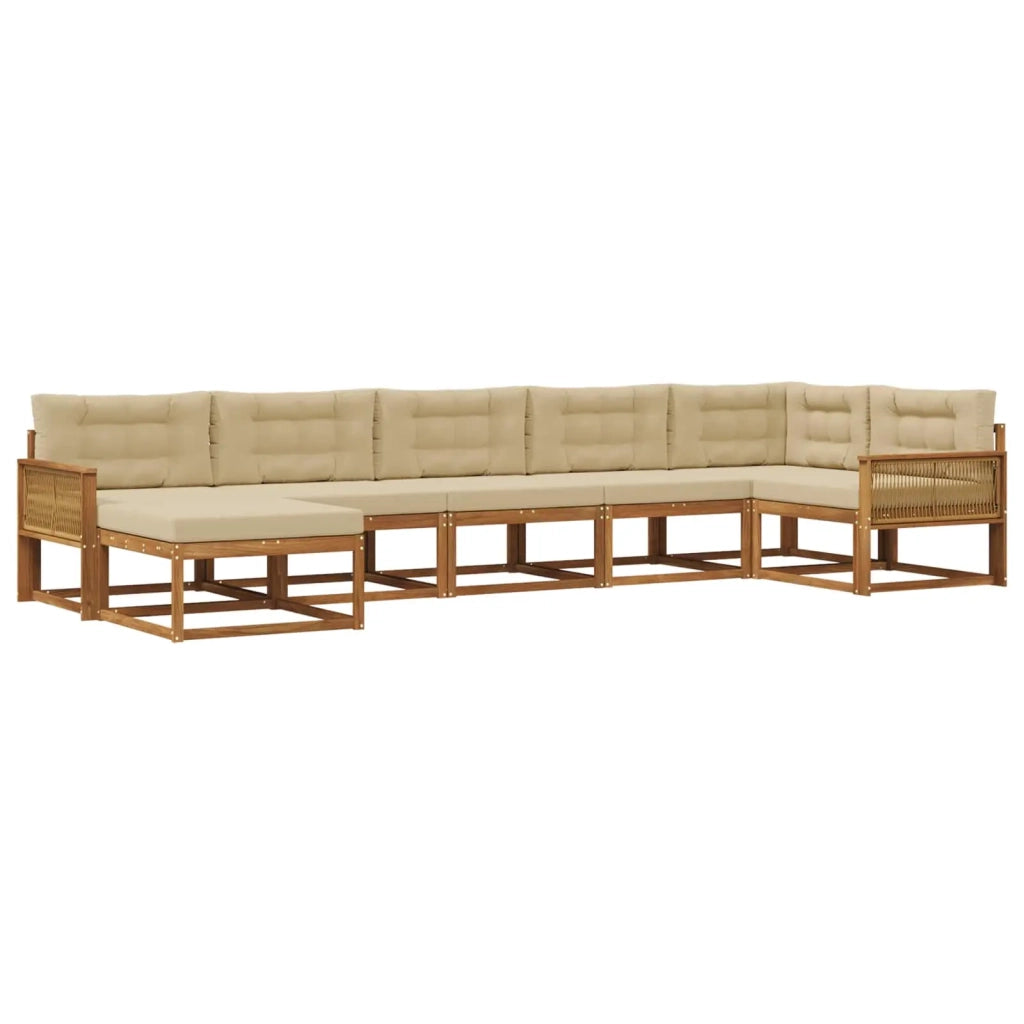 Set di divani da esterno con cuscino 7 pcs Naturale e Beige 3382751