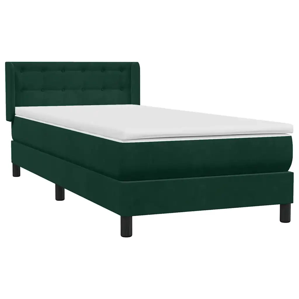 Giroletto a Molle con Materasso Verde Scuro 80x220 cm Velluto 3318474