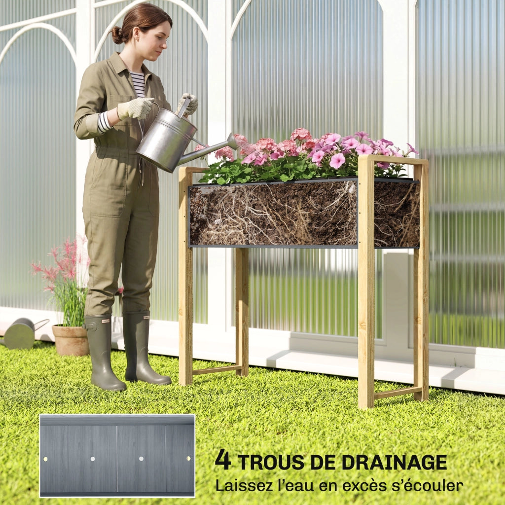Cassone rialzato da giardino con piedini ¨C Xylo ¨C grigio, tessuto non tessuto, 98x37x90 cm